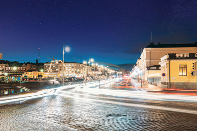 View of city at night