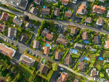 High angle view of buildings in city