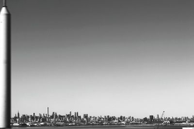 View of buildings against clear sky