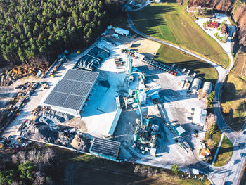 High angle view of buildings in city