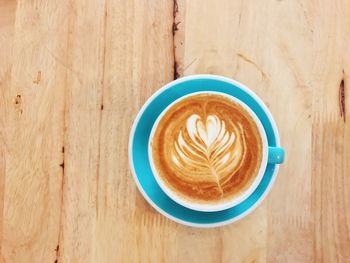 Directly above shot of cappuccino on table