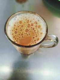 High angle view of coffee on table