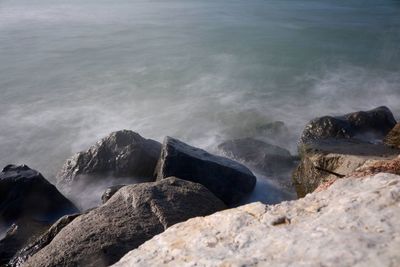 Scenic view of sea and rocks