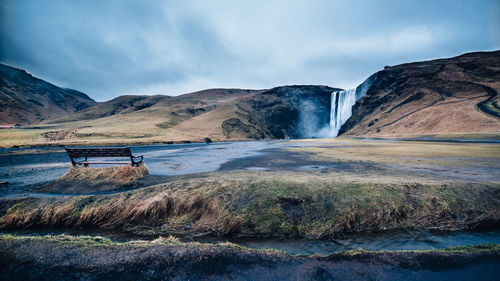 Scenic view of waterfall