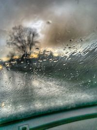 Wet glass window in rainy season