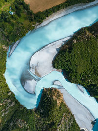 Turquoise braided river of rakaia gorge, new zealand