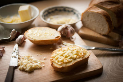 Close-up of food on cutting board