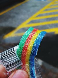 Close-up of hand holding ice cream cone