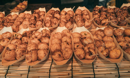 High angle view of food for sale