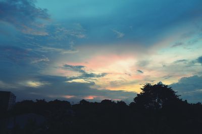 Silhouette trees against sky during sunset