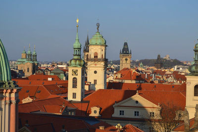 View to prague with the river in the middle