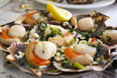 Close-up of salad in plate on table