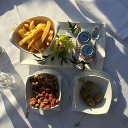 High angle view of food in plate