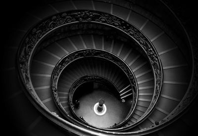 High angle view of spiral staircase