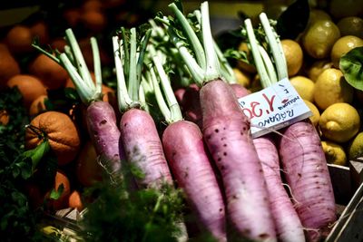 Close-up of vegetables for sale at market stall