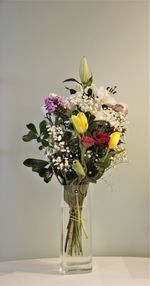 Close-up of flower vase against white background