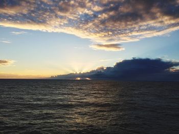 Scenic view of sea against sky at sunset