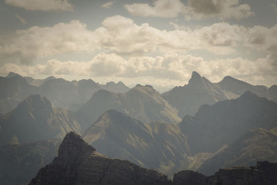 Panoramic view of mountains against sky