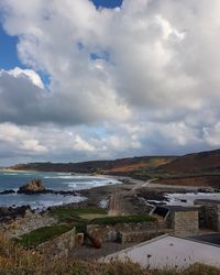 Scenic view of beach against sky