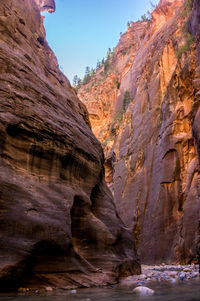 Rock formation in mountains against sky