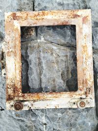 Close-up of rusty metal door