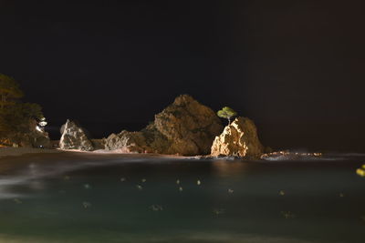 Scenic view of water at night