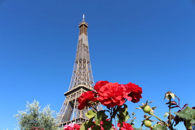 Low angle view of building against blue sky