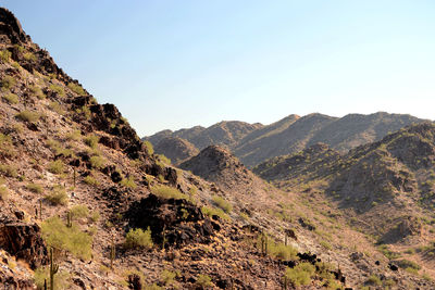 Scenic view of mountains against clear sky