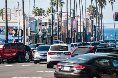 Cars on street in city