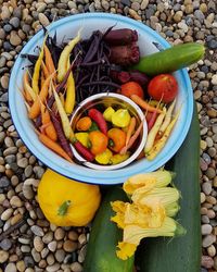 High angle view of vegetables in bowl