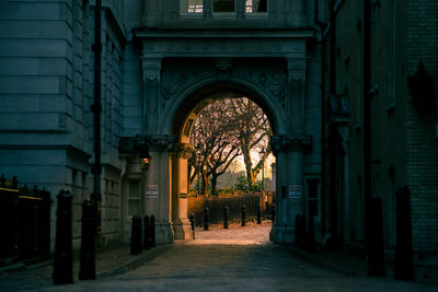 Dusk behind the old stone gate