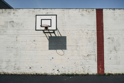 Low angle view of basketball hoop on sunny day