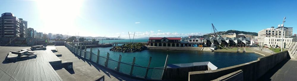 Buildings in distance with waterfront