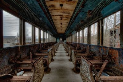 Interior view of an abandoned train