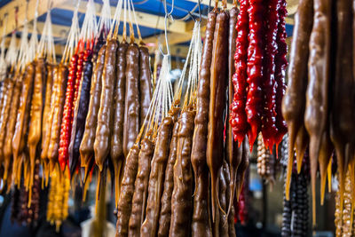 Close-up of fruits for sale at market stall