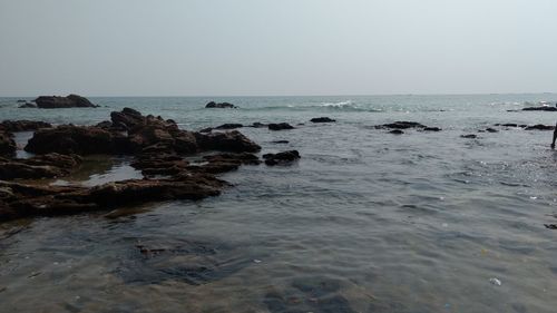 Scenic view of sea against clear sky