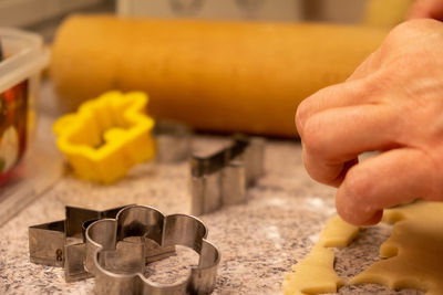 Close-up of person preparing food