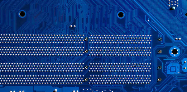 Modern printed circuit board, electronic circuit board, textolite. background banner.