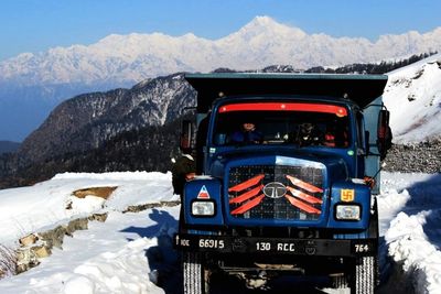 Scenic view of snow covered mountains