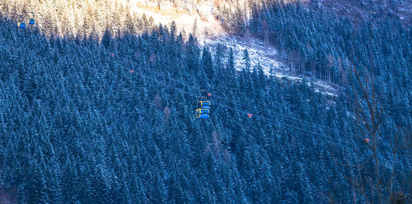 High angle view of overhead cable car