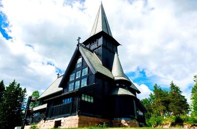 Low angle view of traditional building against sky