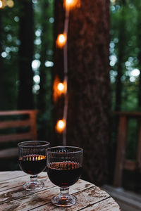 Close-up of wineglass on table