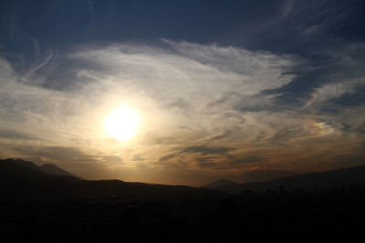 Scenic view of silhouette mountains against sky at sunset