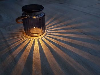 High angle view of glass on table