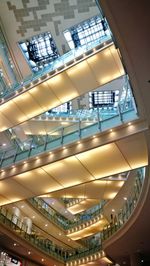 Low angle view of illuminated modern building