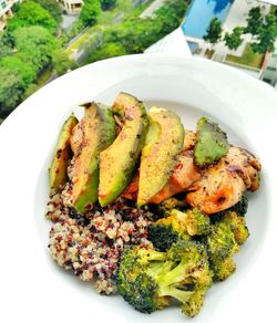 High angle view of food in plate