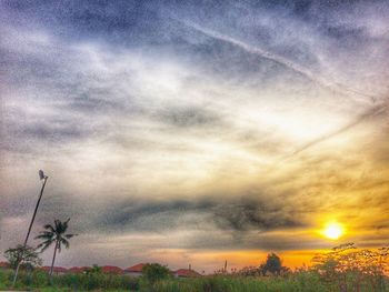 Scenic view of landscape against sky during sunset