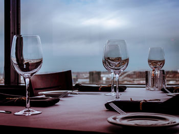 Close-up of place setting in restaurant