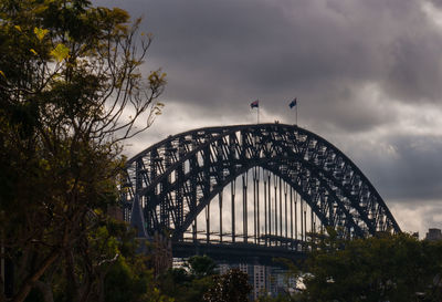 View of arch bridge against cloudy sky