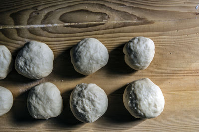 High angle view of eggs on table